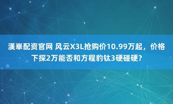 漢崋配资官网 风云X3L抢购价10.99万起，价格下探2万能否和方程豹钛3硬碰硬？