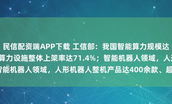 民信配资端APP下载 工信部:我国智能算力规模达2185EFLOPS,全国算力设施整体上架率达71.4%;智能机器人领域,人形机器人整机产品达400余款、超全球半数